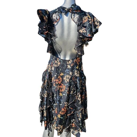 Sachin & Babi Tutu Garden Black Ruffle Silk Mini Dress - Picture 8 of 14